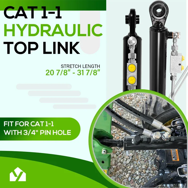 Hydraulic Top Link SPH320033 Cat. 1-1 with Locking Block 20 7/8&rdquo;-31 7/8&rdquo; 2 x Hose Fits Most Tractors Excavators
