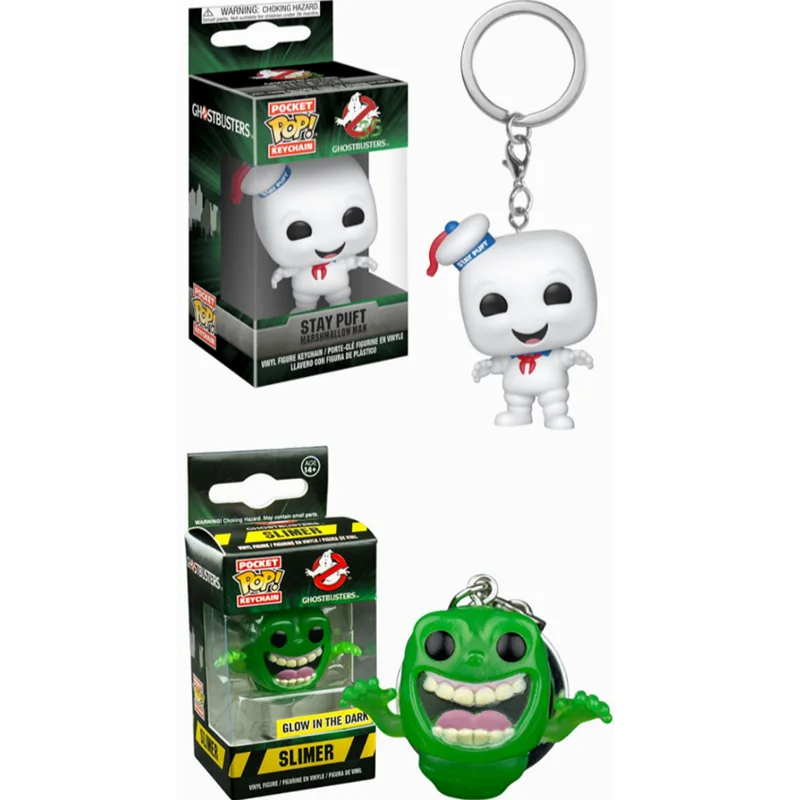 Funko Pop MOVIES Ghostbusters Stay Puft Marshmallow Man Slimer Keychain