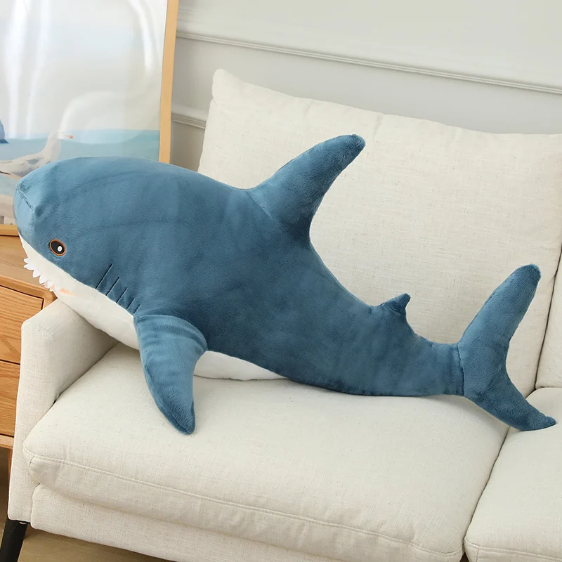 thumbnail image 1 of Peluche de tiburón colorido de 15 a 140 cm, animal de peluche azul, rosa y gris, muñeco suave de ballena, almohada para dormir, regalo kawaii para niños y niñas, 1 of 5