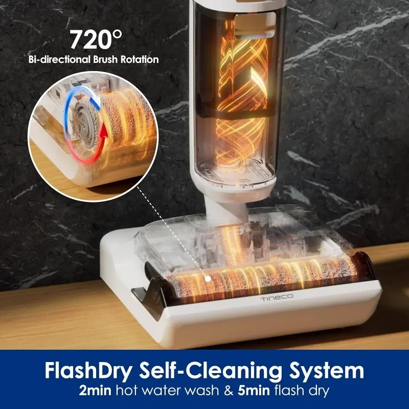 Tineco Floor ONE Stretch S6 Cordless Wet Dry Vacuum Cleaner 180°Lay-Flat Smart Vacuum Mop, 40 Minutes Long Runtime 158℉ Flashdry 4