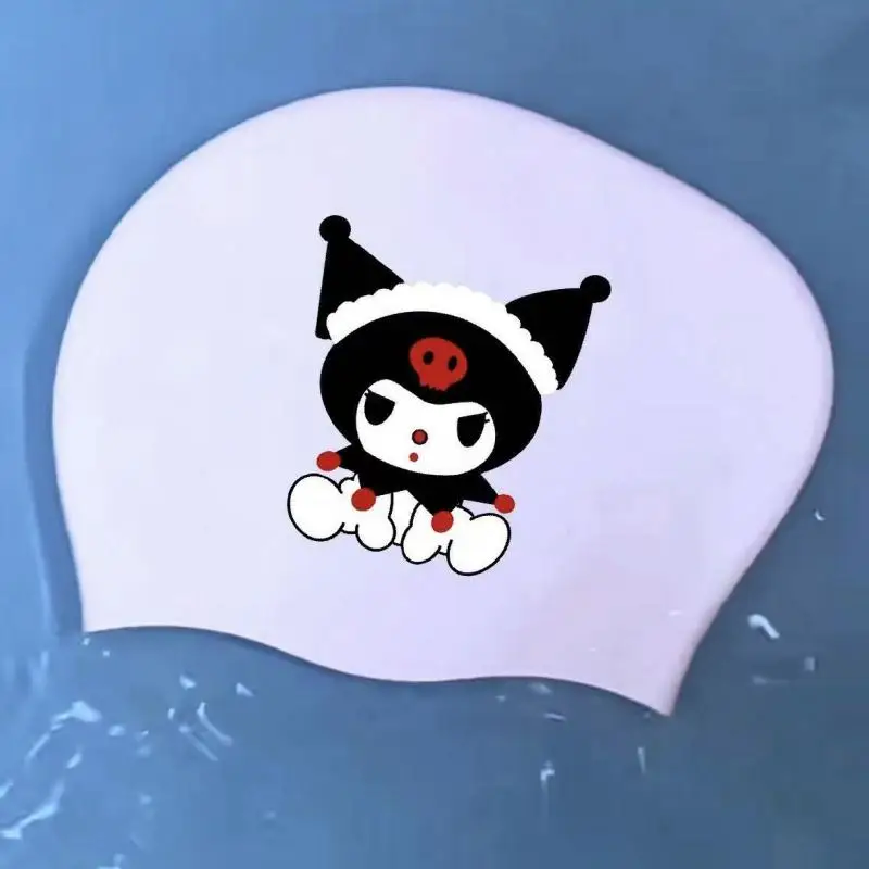 Kawaii Sanrio Swim Cap Kuromi Accessories Cute Anime Thickening Double-Sided Printing Universal Section Adult Toys for Girl Gift