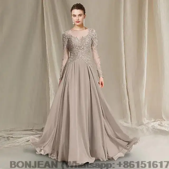 

A Line Long Sleeves Mother of the Bride Dresses 2023 for Weddings Vestido Invitada Boda 2023 Wedding Party Dress