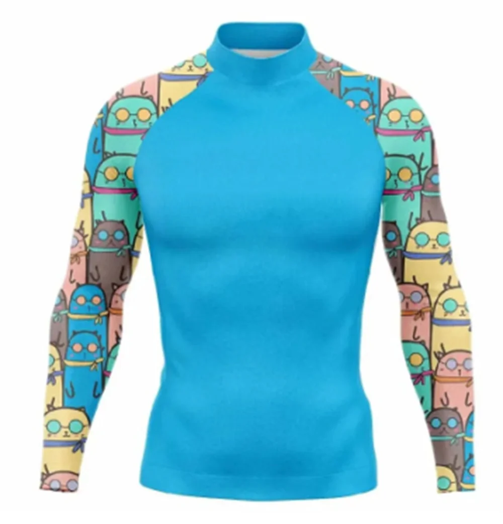 Surf Clothing Men Summer Tights Long Sleeve Swimsuit Rash Guard Surf T-Shirt Swimming Diving Tops Quick Dry