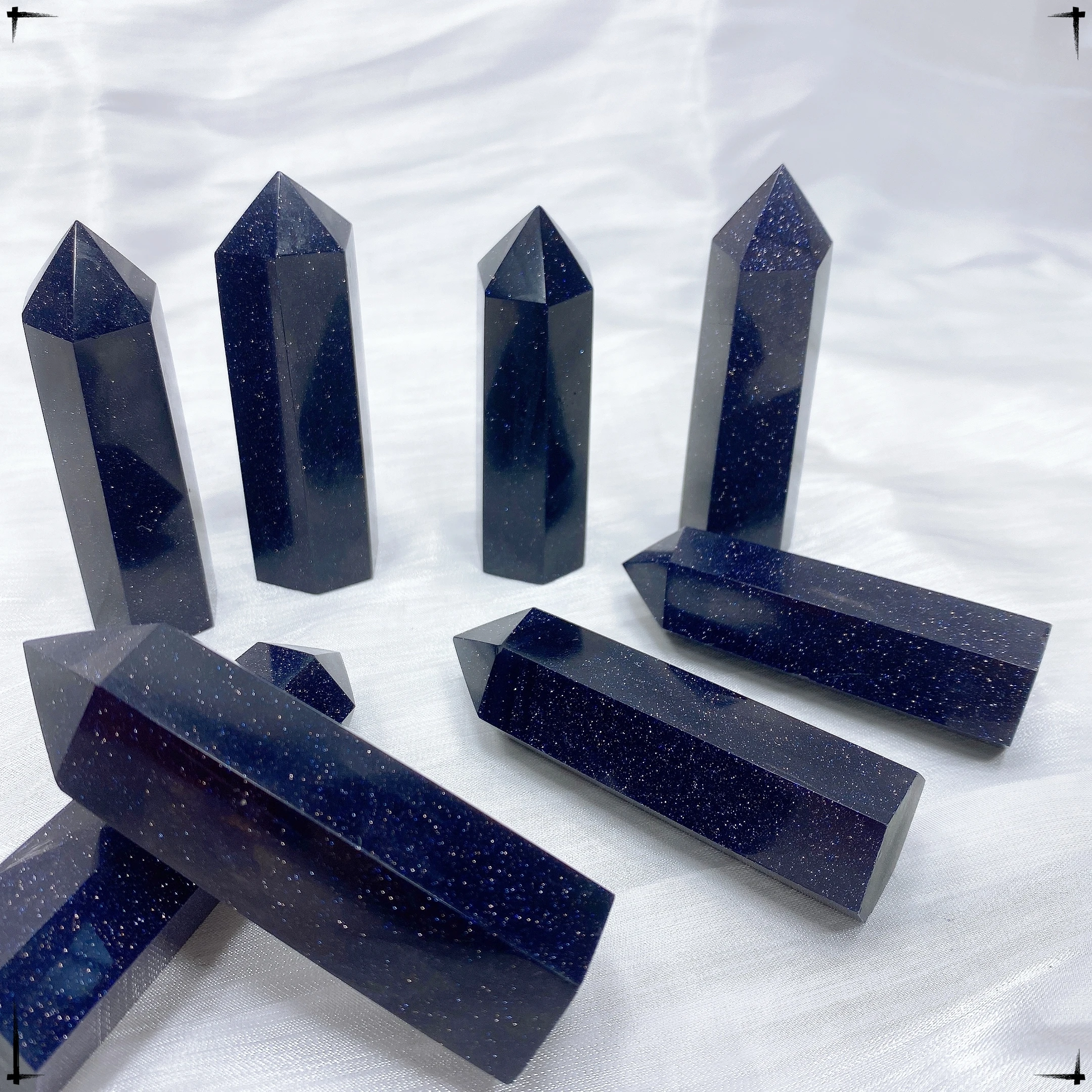 5-9CM Natural Crystal Blue Sandstone Column Energy Stones Polished Tower Crystal Energy Healing Room Ornament Home Decor Gift 6