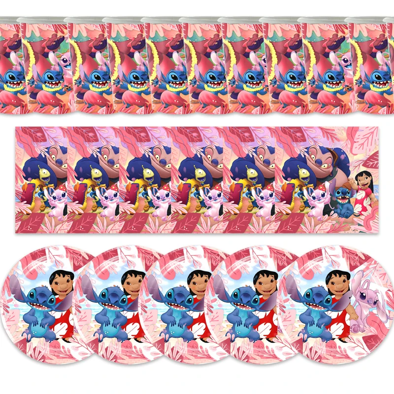 

60pcs/lot Stitch Theme Napkins Happy Birthday Party Plates Cups Baby Shower Decorations Kids Boys Favors Tableware Set