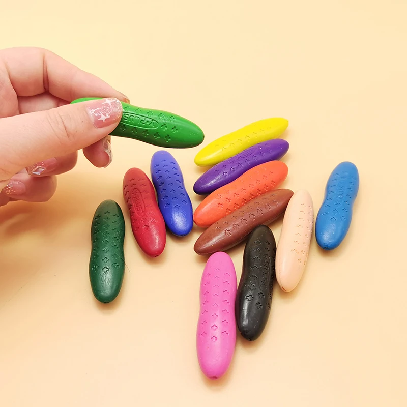 12-color children's crayons not dirty hands oil pastel children's painting safety peanut crayons easy to hold