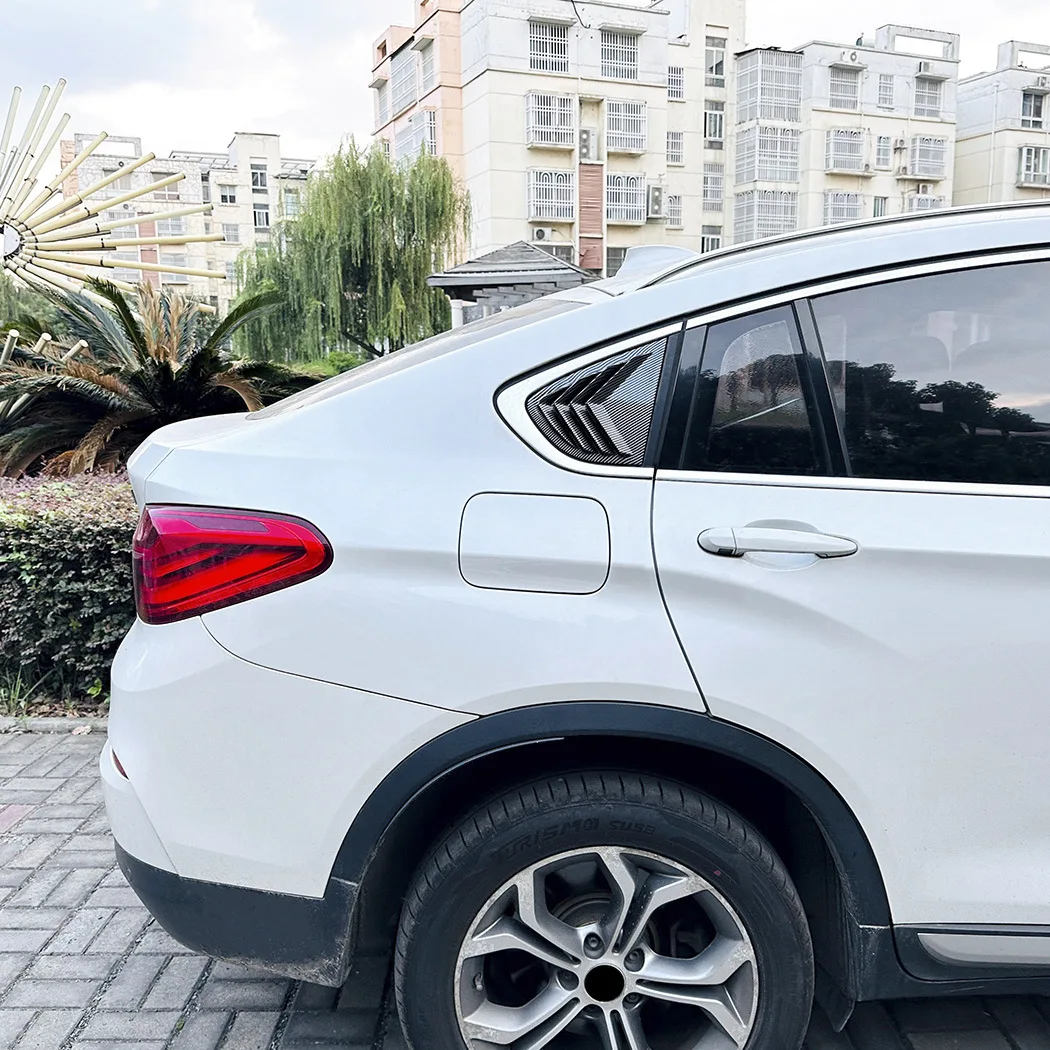 BMW X4 F26 2014-2018 리어 윈도우 사이드 루버 셔터 트림 커버 카본 파이버 룩/글로스 블랙 테일 윈드실드 블라인드 적용