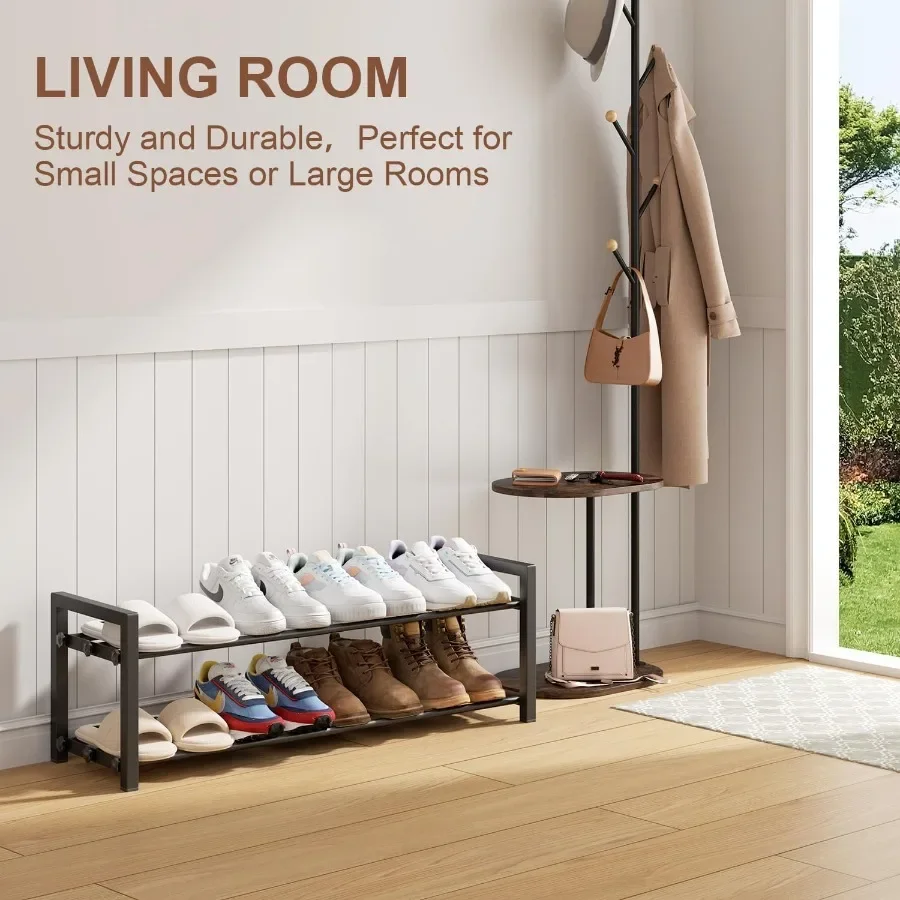 2Tier Expandable Shoe RackAdjustable Shoe Shelf Storage Organizer Heavy Duty Metal Free Standing Shoe Rack for Entryway Closet