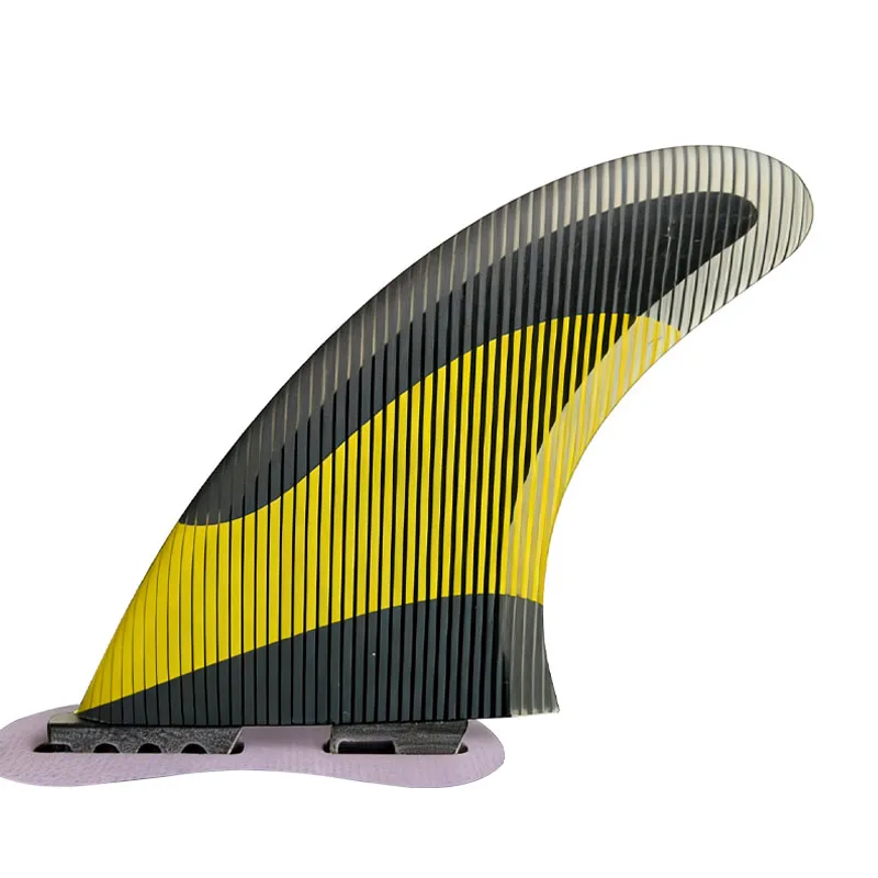 Pinne da Surf: Set Tri-Fin per Tavola da Surf MF F2 G5 G7 Giallo, Verde e Blu Realizzato in Fibra di Vetro a Nido d'Ape e Resina Epossidica - immagine 5