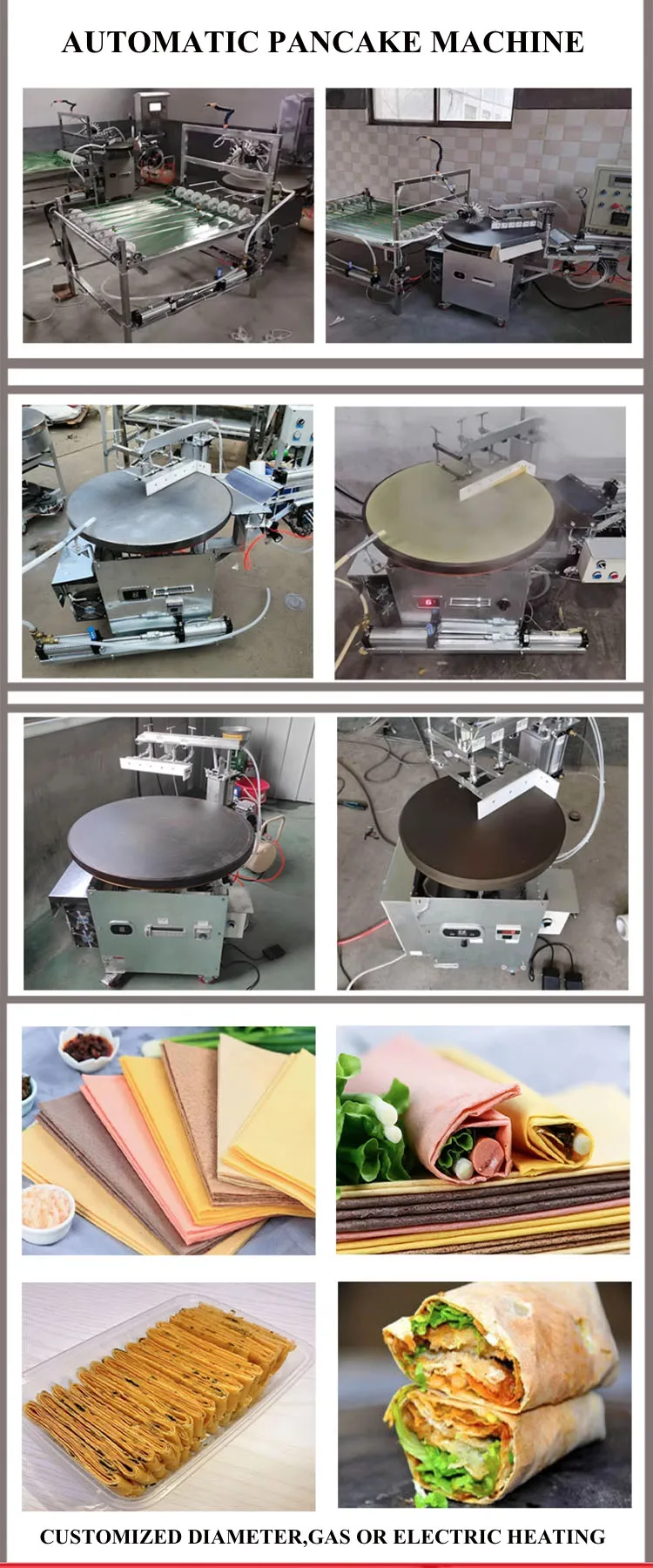 Commercial Automatic Pancake Maker Machine Crepe Makers Hot Plate Industrial Electric Crepe Making Machine Rotating Crepe Maker