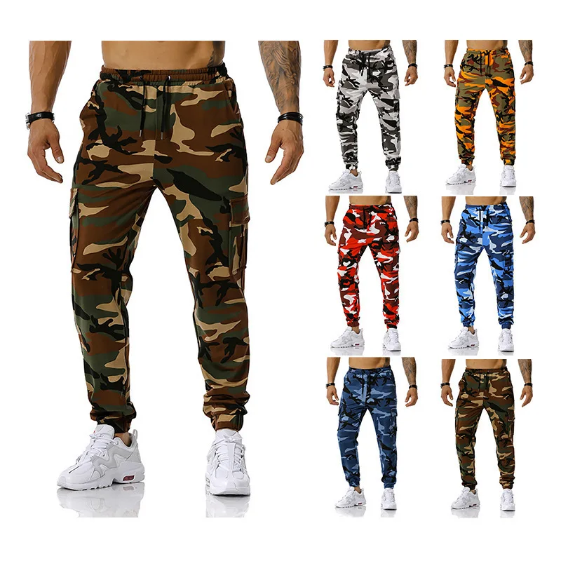 Mens Camo Cargo Pants Summer Loose Trousers