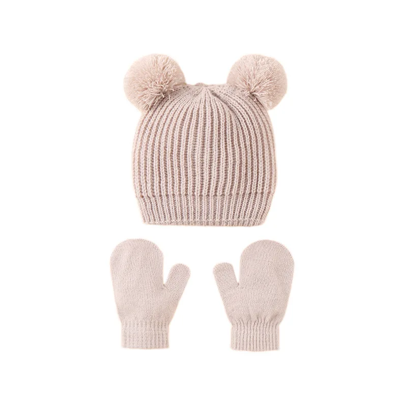 

Winter Mittens Gloves Beanie Hat Set for Kids Baby Toddler Cute Thick Warm Knit Fleece Lined Thermal Set for Boys Girls 0-5T