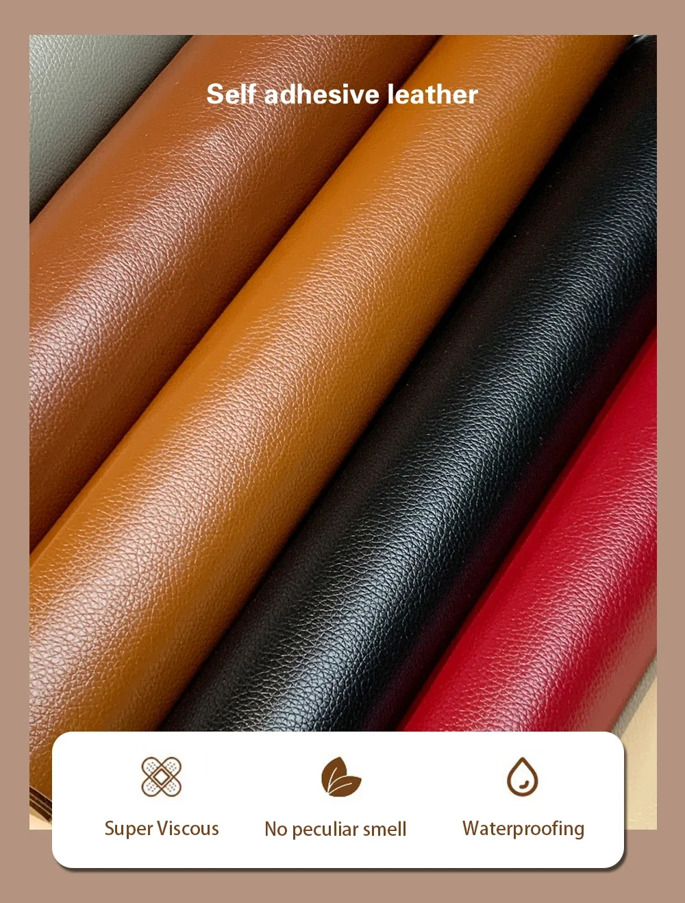 PU-Lederfolie, selbstklebend, für Sofa, Leder, Reparaturaufkleber, Auto, Motorrad, Sitzreparatur, weicher Patch-Aufkleber für die Sitzüberholung – Detail 3