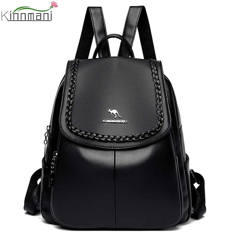 

2022 New Style Women's Designer Backpack Casual Woven High Quality PU Leather Backpacks Large Capacity Simple Girl Schoolbags