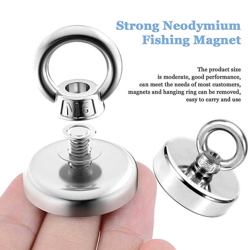 Super Strong Neodymium Fishing Magnets Heavy Duty Rare Earth Magnet With  Countersunk Hole Eyebolt For Salvage Magnetic Fishing - Magnetic Materials  - AliExpress