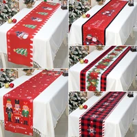 Christmas Table Runner Polyester Xmas Table Flag Cover 2024 Merry Christmas Decorations for Home 2025 New Year Tablecloth 3