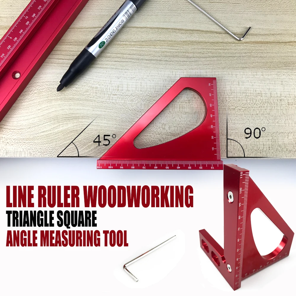 

Woodworking Square 45/90 Degree Protractor Aluminum Alloy Angle Ruler Layout Metric Scriber for Carpenters Measuring Tool