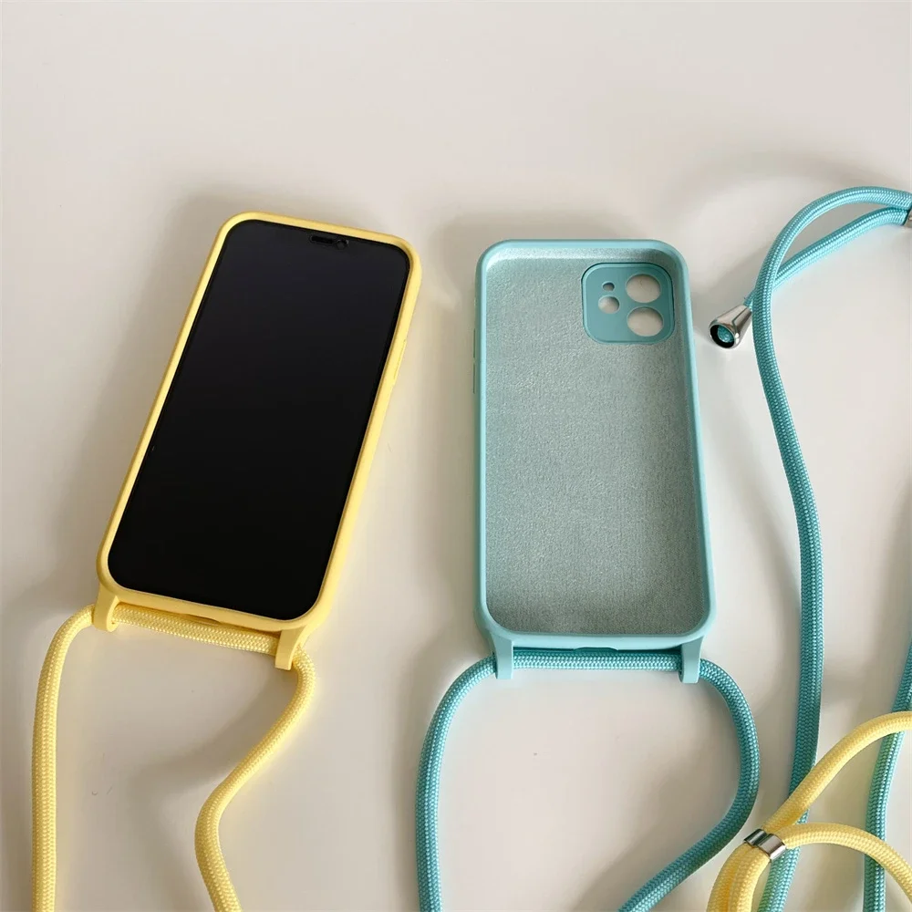 Versatile Crossbody Necklace Lanyard with Soft Silicone Case - Candy Color Cover