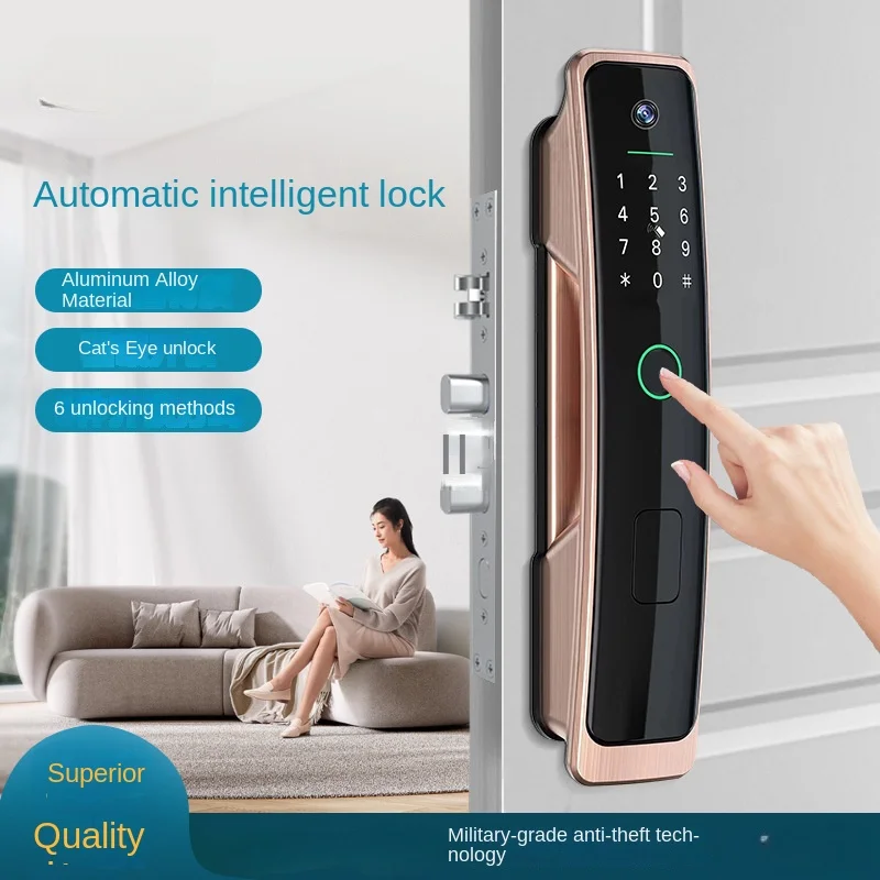 

Tuya anti-theft fingerprint lock, cat's eye monitoring, digital electronic door lock, smart door lock, support 8 languages