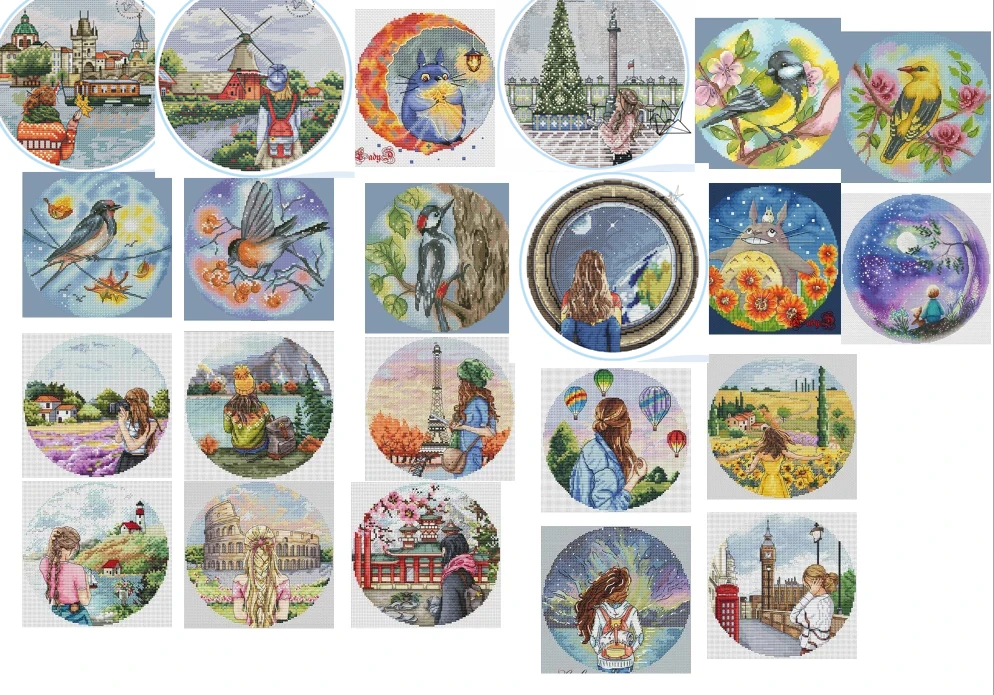 Cross Stitch Kit Cross Stitch Kits Embroidery Needlework Sets Girly Travel Patterns Counted Cross Stitch 14 16 18 22 25 28 4.87USD