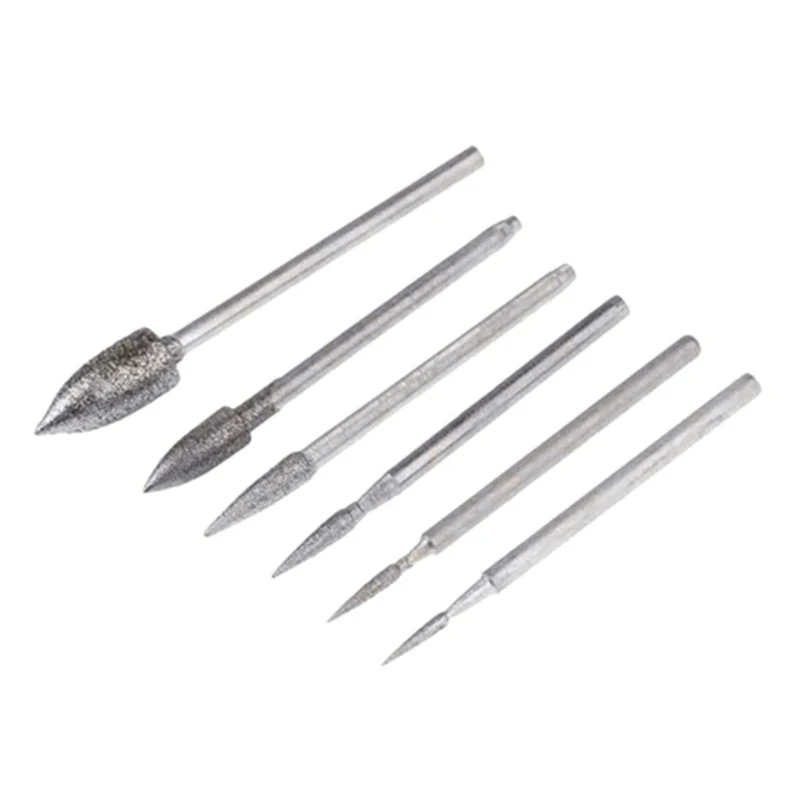 

6 Pieces Conical Diamond Grinding Bits Needle Carving Tools Needle for Jade Dropship