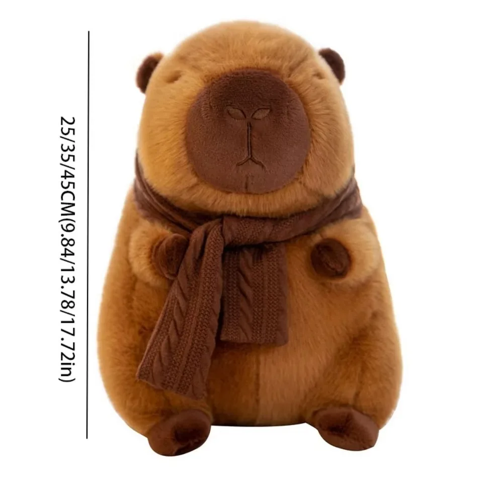 Peluche Capybara en coton PP doux avec écharpe amovible, décoration, cadeau d'anniversaire, jouet mignon_voghion.com