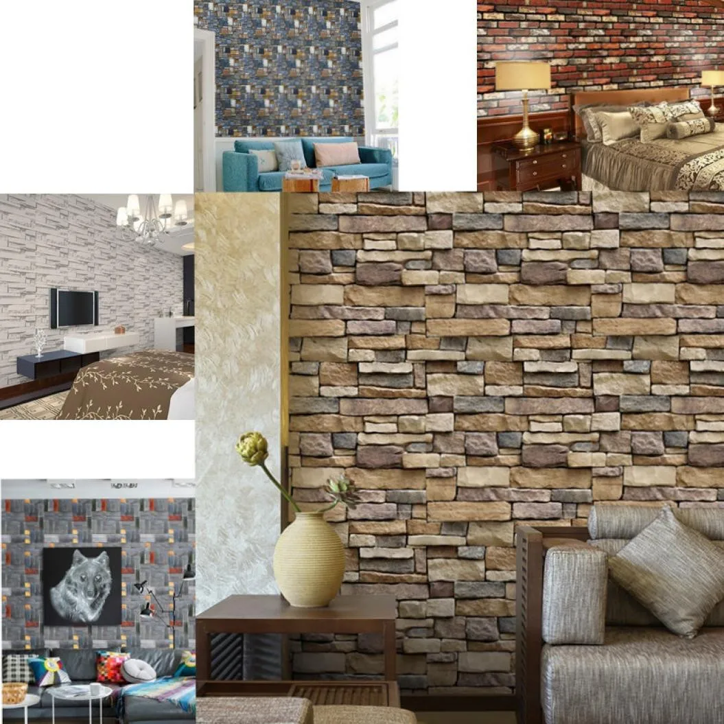 

Wall Paper Brick Stone Rustic Effect Self-adhesive Wall Sticker Home Decor