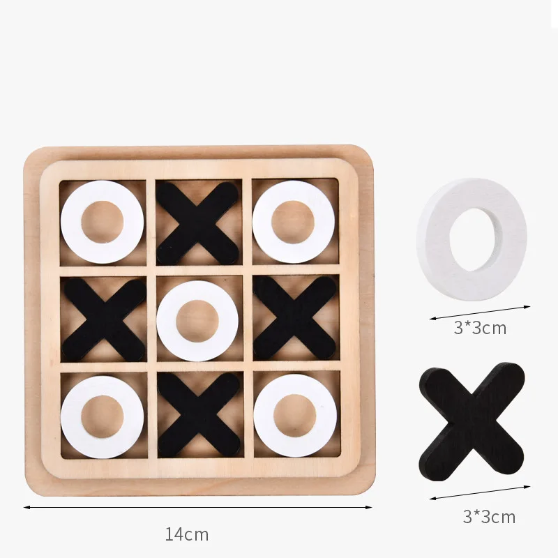 Parent-Child Interaction Wooden Board Game XO Tic Tac Toe Chess Funny Developing Intelligent Educational Toy Puzzles