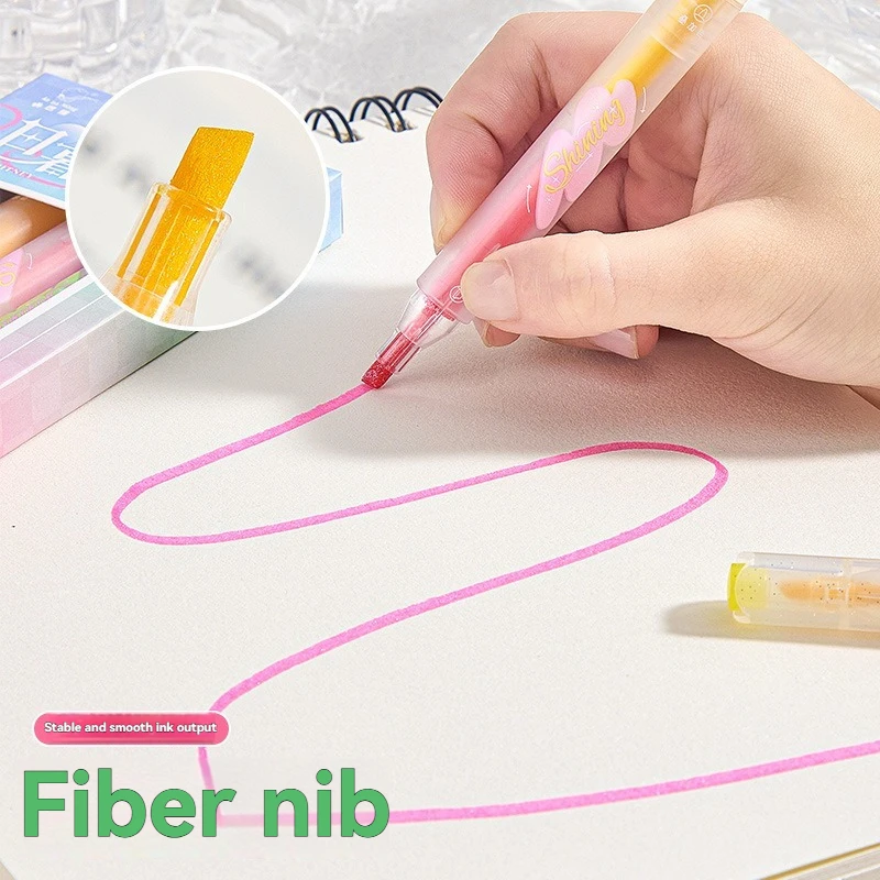 4PC 형광펜 컬러 마커 펜 학생 대용량 노트북 펜 주요 메모 작성 특수 멀티 컬러 펜