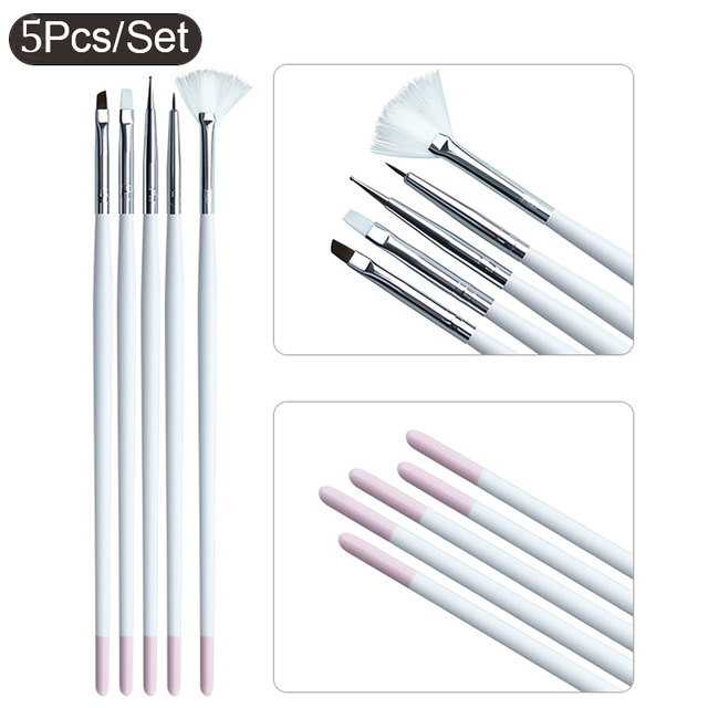 Acrylic French Stripe Nail Art Liner Brush Set 3D Tips Manicuring Ultra-thin Line Drawing Pen UV Gel Brushes Painting Tools