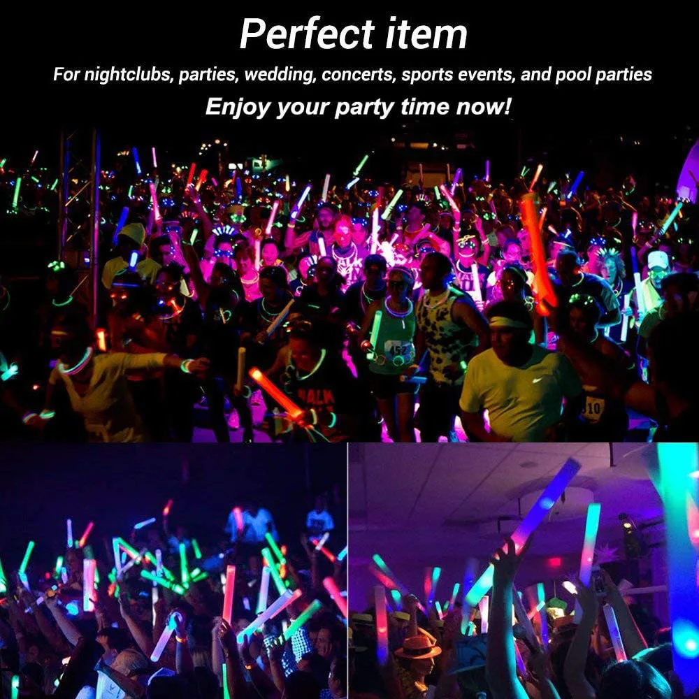 Tubos de Espuma luminosos LED RGB coloridos, contenido exclusivo  personalizado para navidad, cumpleaños, boda, fiesta, suministro, 30/60  unidades - AliExpress