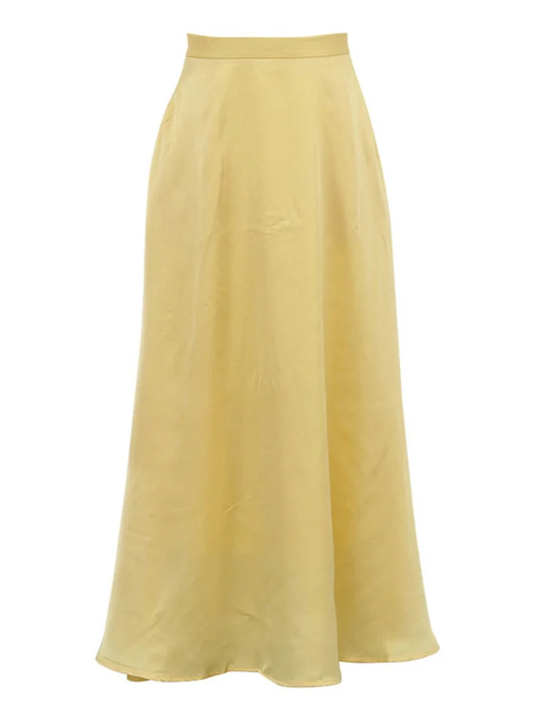 Tossy Satin Casual High Waist Long Skirt For Women Commute