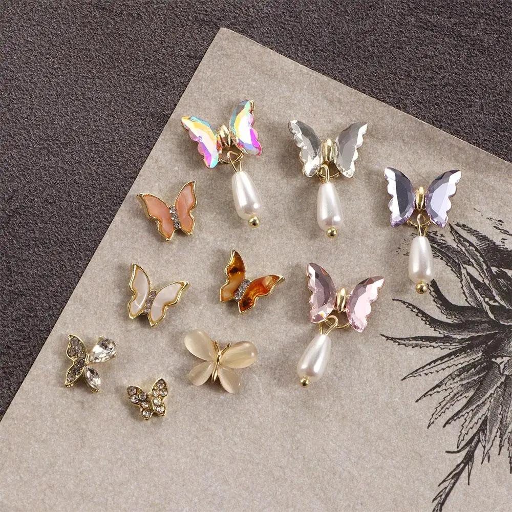

Manicure Accessories Crystal Butterfly DIY Nail Art Decorations 3D Alloy Jewelry Nail Rhinestones Aurora Butterfly