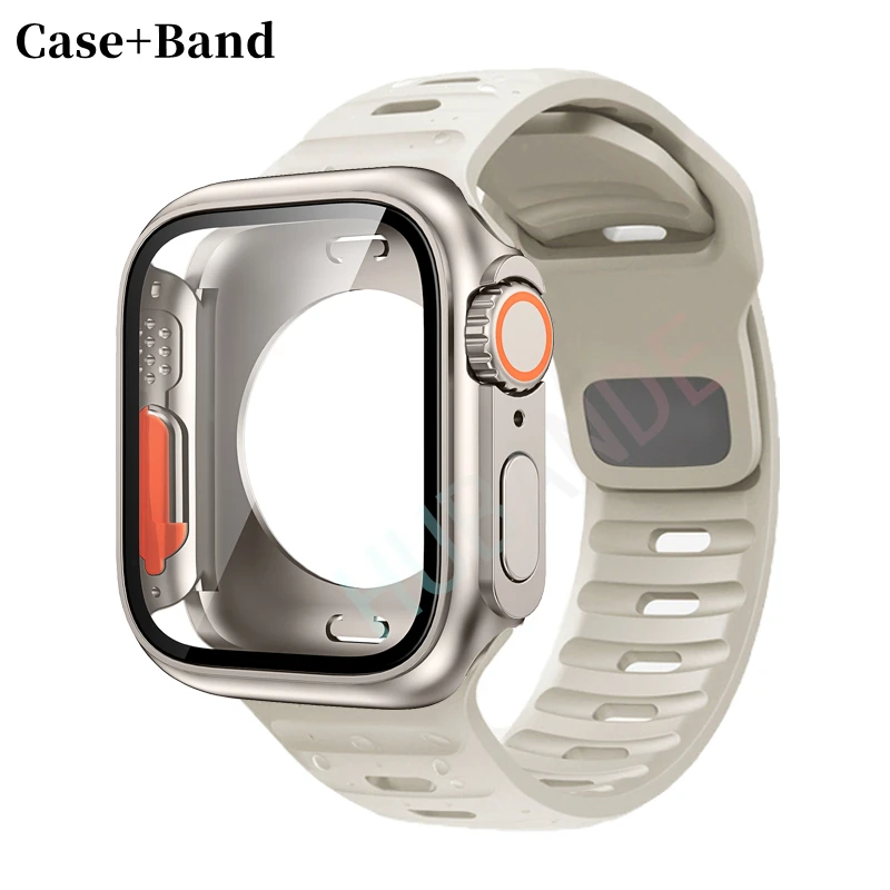 Sleek Silicone Watch Strap with Screen Protector Set