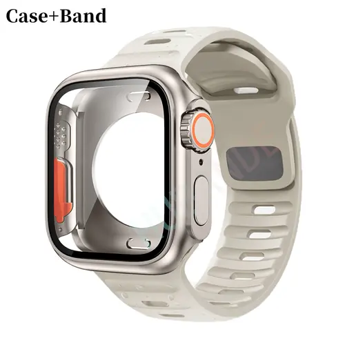 Silicone strap For Apple Watch 44mm 45mm 41mm 40mm Bracelet+Screen protectores Change to Ultra For iWatch Series 9 8 7 SE 6 5 3 - Image 35