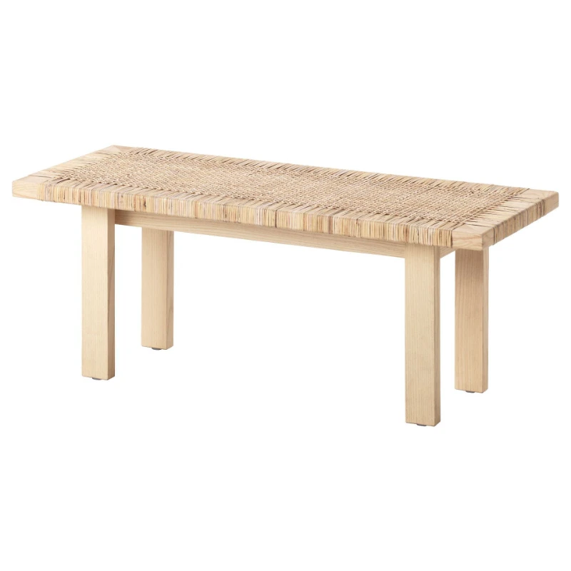 

Rattan Bench Ash Wood Shoe Changing Stool Real Rattan Stool Bench Long End Table Bed End Stool