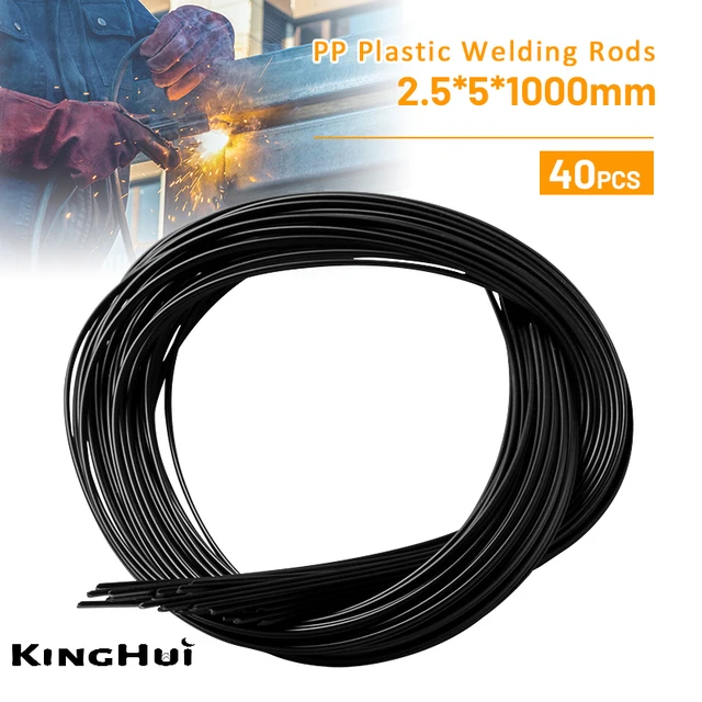 블랙 PP 플라스틱 용접봉, 플라스틱 용접건, 핫 에어 건, 용접 도구, 납땜 용품, 2.5mm x 5mm x 1000mm, 40 개