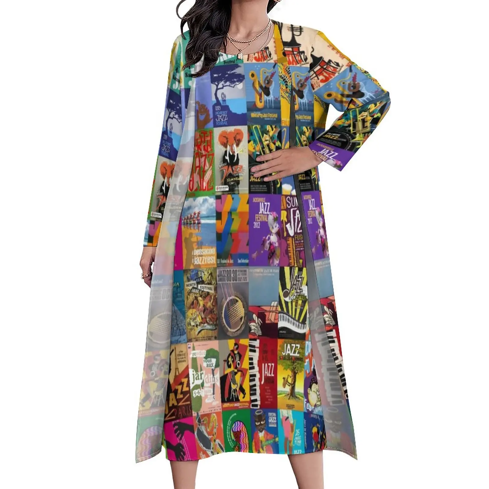 

Jazz Festivals Dress Two Piece New Orleans Music Street Fashion Casual Long Dresses Womens Elegant Maxi Dress Birthday Present