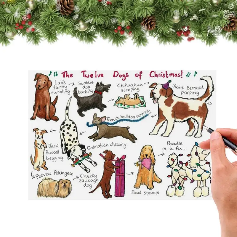 Pet Christmas Cards Cute Puppy And Kitten Greeting Cards Animal Pattern Greeting Supplies For Family Dog Lovers And Colleagues sharkbang retro bear rabbit laser stickers cute diy journal stationery bullet plan deco sticker idol cards decorative supplies