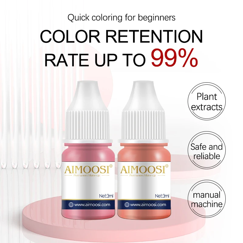AIMOOSI Pigmento Professionale per Trucco Permanente, Inchiostro Ipoallergenico per Tatuaggi Labbra, Microblading e Lip Blushing Naturale per PMU - immagine 4