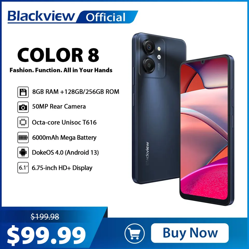 Blackview COLOR 8 スマートフォン 256GB 6000mAh Blackview COLOR 8 Android 13 Smartphone 6.75inch Display 90Hz