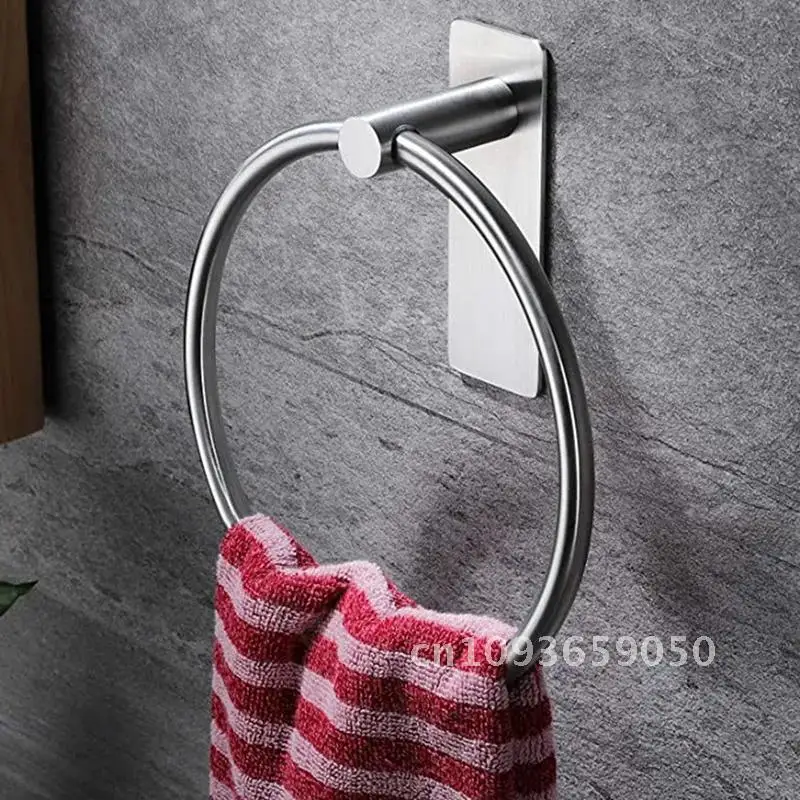 Towel Ring/Hand Towel Holder-Self Adhesive Round Rack Bathroom, Stainless Bar Black for Steel Hand