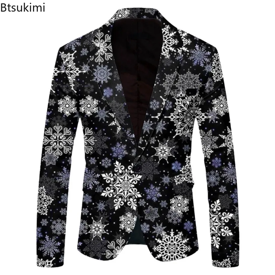 Funny 3D Print Suit Jacket Men's Christmas Party Costume Fashion Casual Business Blazer Jackets Single Button Men's Blazers