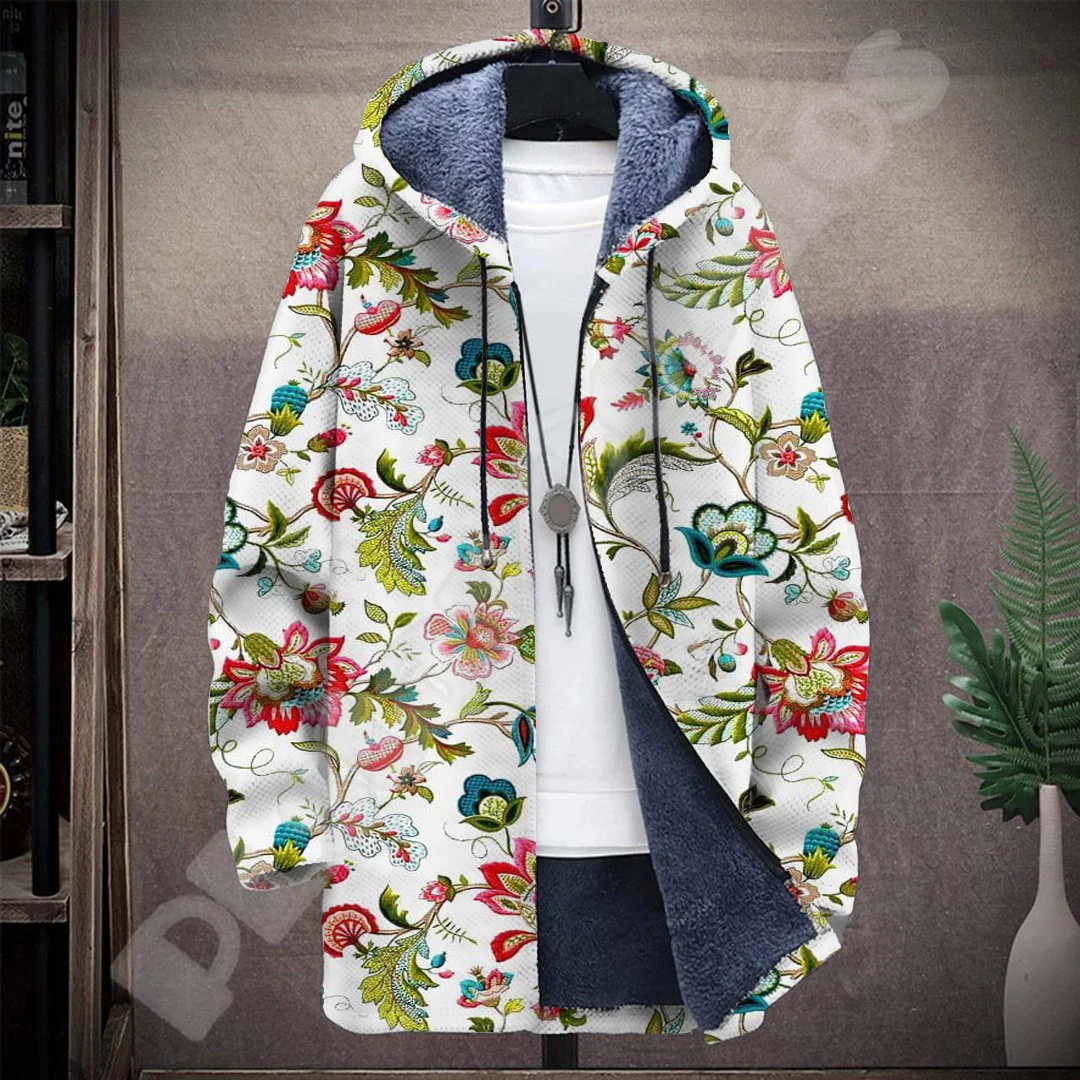 Galaxy Wolf Tiger Colorful Indian Tribe Tattoo Retro Casual Windbreaker 3DPrint Harajuku Winter Overcoat Fleece Hoody Cloak X12