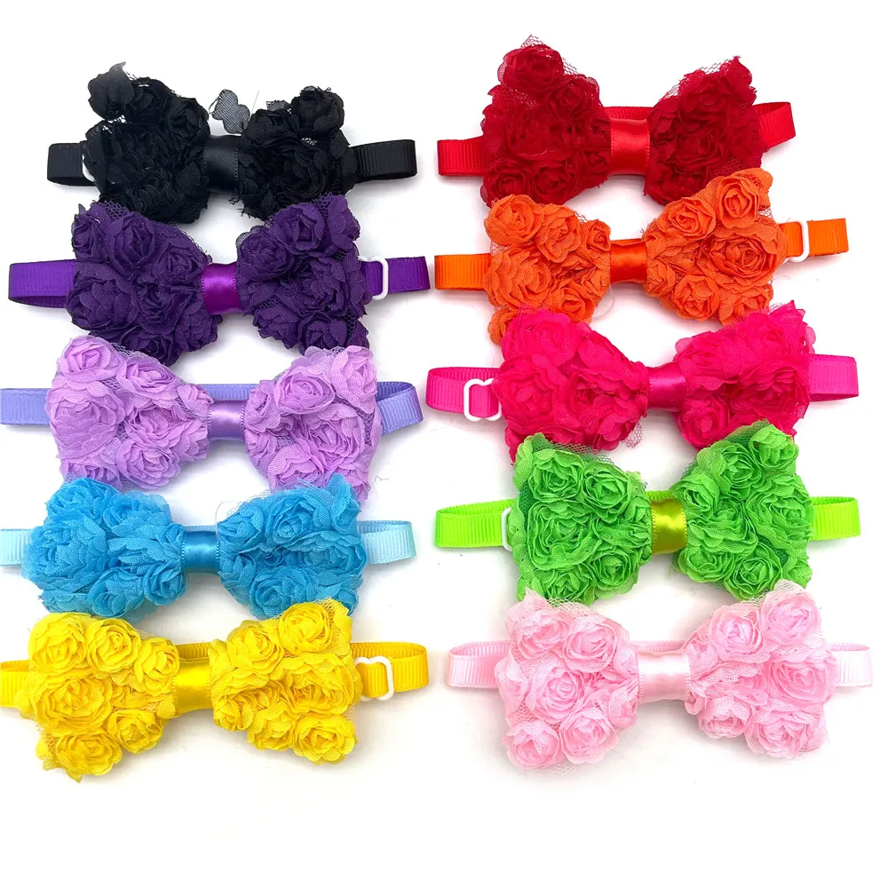 

10 Pcs Pet Dog Bowties Puppy Neckties for Small Dogs Collar Neckties Grooming Accessories Puppy Cat Bow Ties Bulk Pet Pupplies