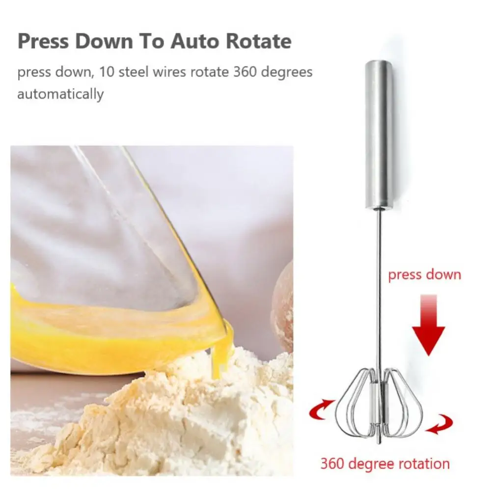 Semi-automatic Egg Beater Hand Pressure Stainless Steel Manual Hand Mixer  New