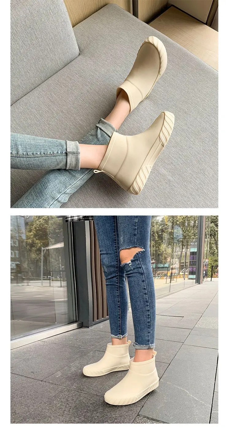 Damen-Knöchel-Regenstiefel, rutschfeste, kurze Gummistiefel, wasserdichte Wasserschuhe für Erwachsene, verschleißfeste Schuhe – Detail 10