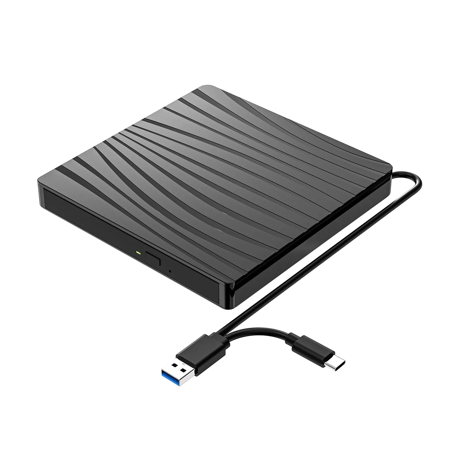 Lecteur DVD Externe USB 3.0 et Type-C Portable, CD Optique DVD +/RW, Graveur pour Ordinateur Portable, PC, MacPle, Motif Zèbre