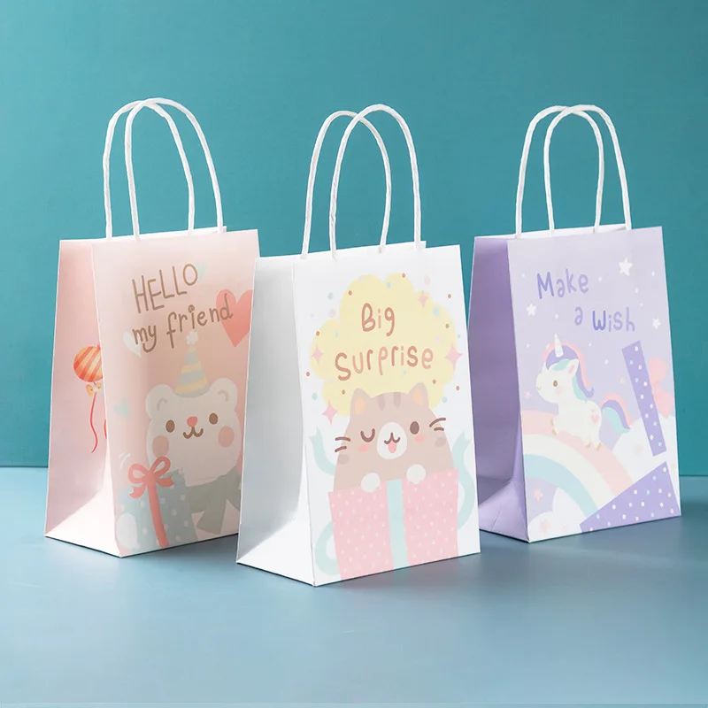 6 Piezas/set30*14*8cm Bolsa De Regalo De Fiesta De Cumpleaños Infantil De  Animales Con Papel Kraft Y Diseño De Dibujos Animados, Moda de Mujer