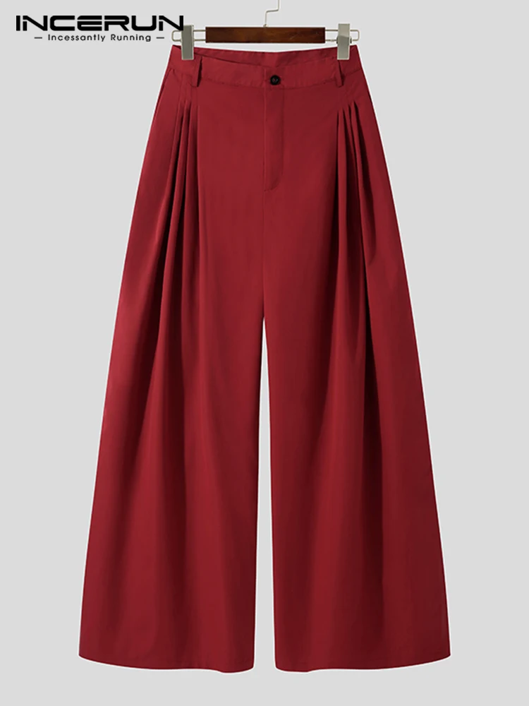 Men Fashion Casual Pantalons Solid All-match Simple Male Baggy High Waist Trousers Drop Crotch Long Pants S-5XL